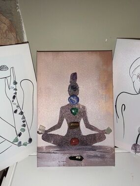 Meditative Chakra Stone Wall Art - 3 piece set